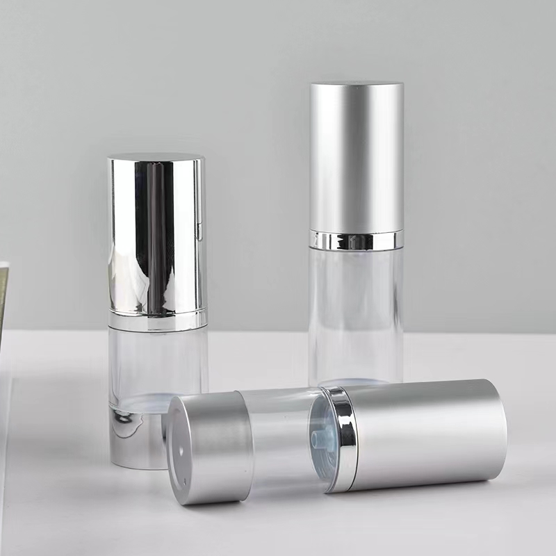 밝은 매트 실버 진공 병 펌프, 에어리스 럭셔리 휴대용 - Luxury Skincare Bottles 리뷰 및 가격